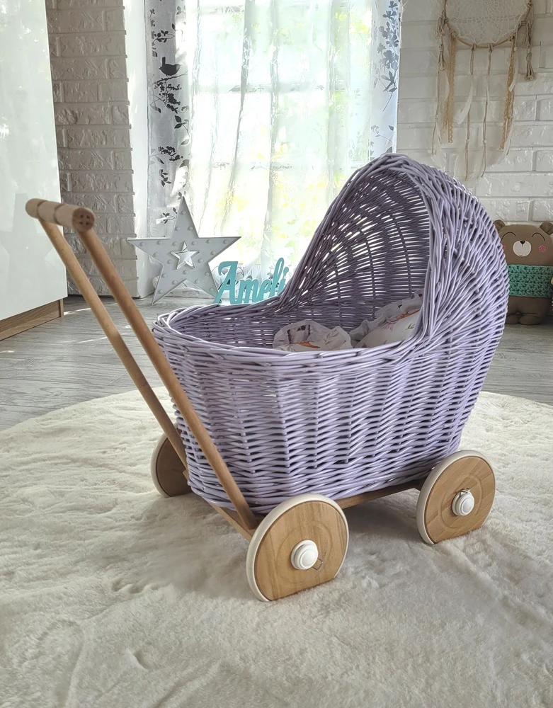 My Sweet Baby Lėlių vežimėlis pintas šviesiai violetinis Milly Mally
