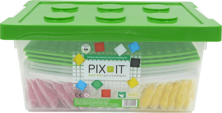 Pix It Didelis profesionalus edukacinis silikoninių elementų rinkinys vaikams nuo 4 metų, 1080 dalių, su užduočių knygelėmis ir silikoninėmis matomis