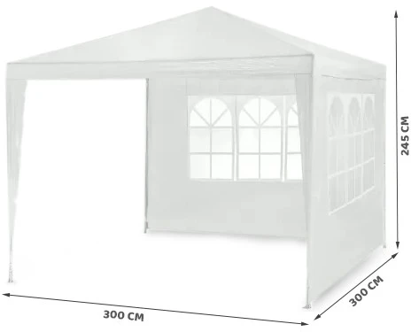 Sodo paviljonas su 2 sienomis, 3 x 3 m, baltas, Plonos