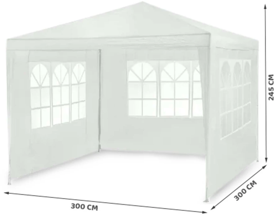 Sodo paviljonas su 3 sienomis, 3 x 3 m, baltas, Plonos