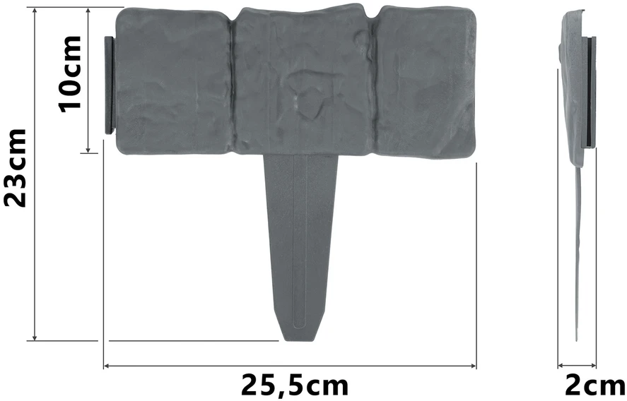 Plonos Plonas pilkas sodo bortelis 250 cm PL-962