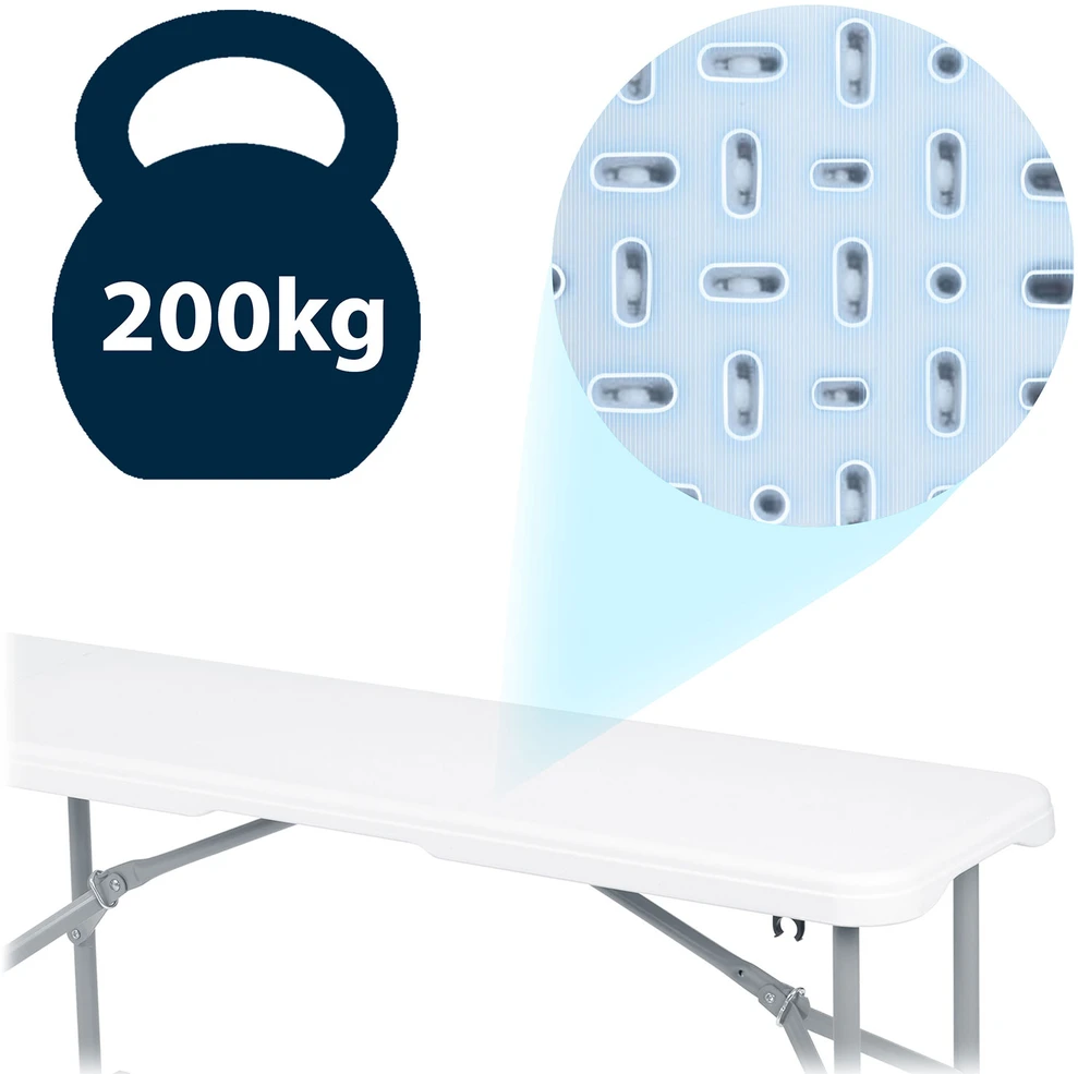 Plonos Sulankstomas 180 cm baltas plonas lauko maitinimo suoliukas