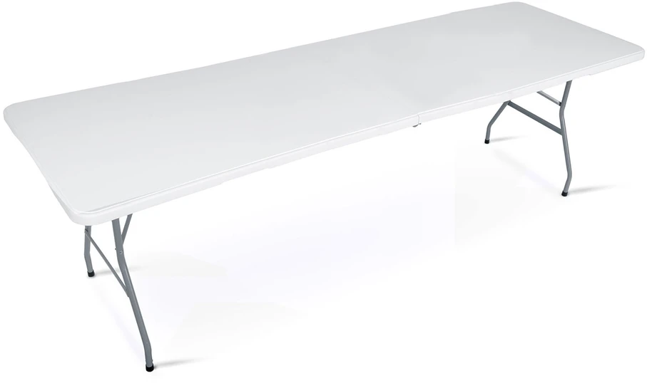 Sulankstomas sodo maitinimo stalas, 244 cm, baltas, Plonos
