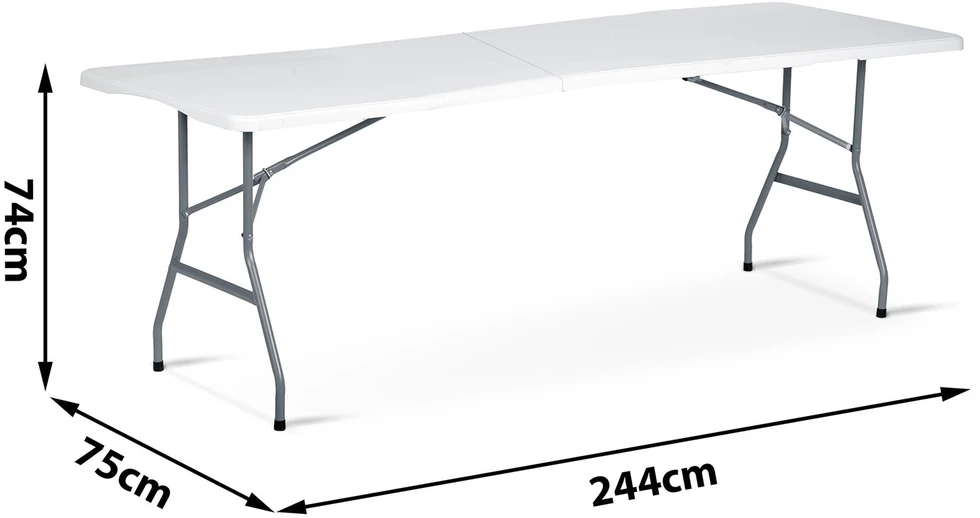 Sulankstomas sodo maitinimo stalas, 244 cm, baltas, Plonos