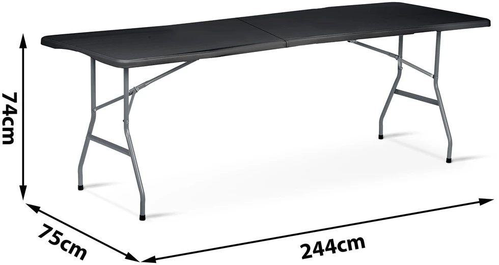 Sulankstomas sodo maitinimo stalas, 244 cm, juodas, „Plonos“