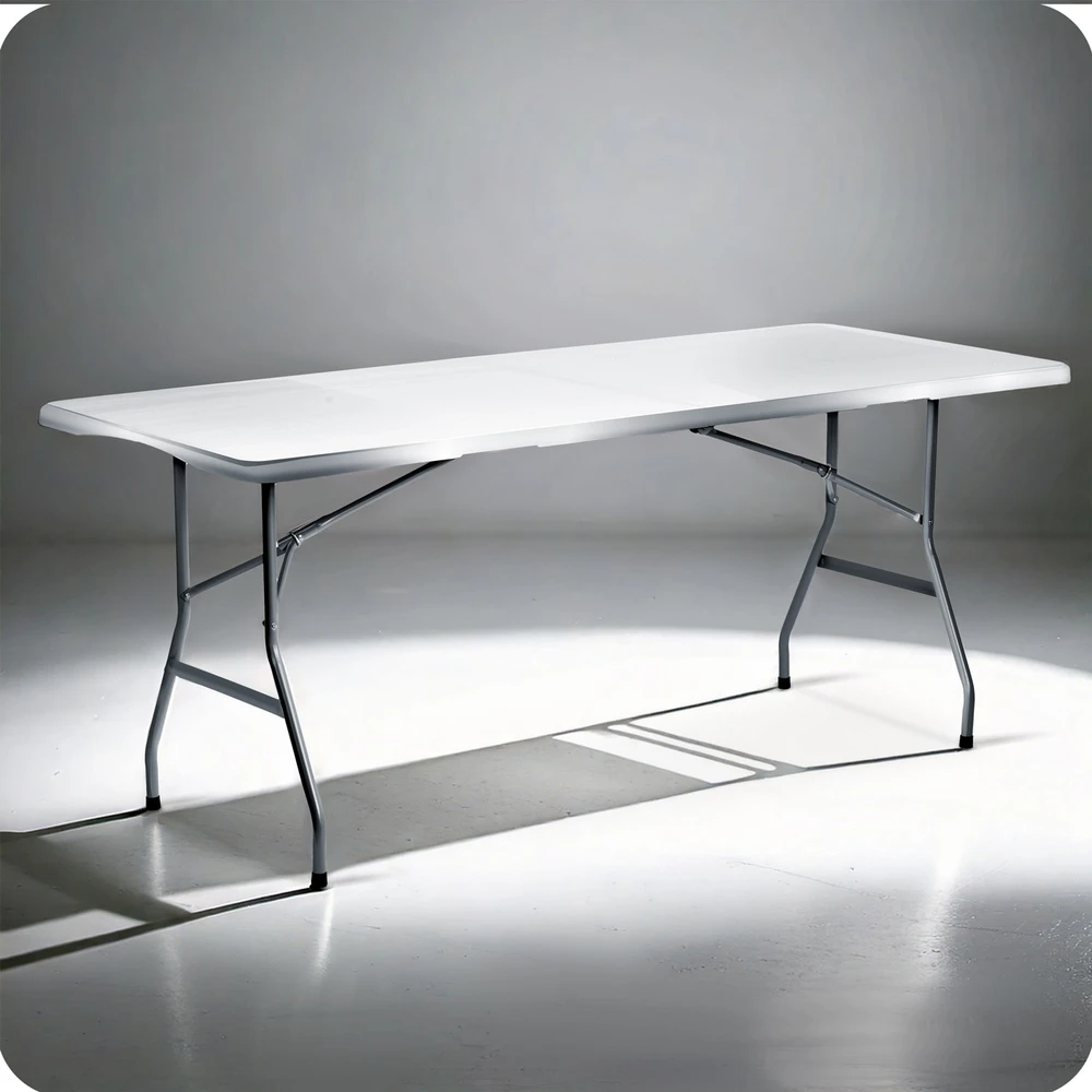 Plonos Sulankstomas plonas baltas lauko aptarnavimo stalas 180 cm