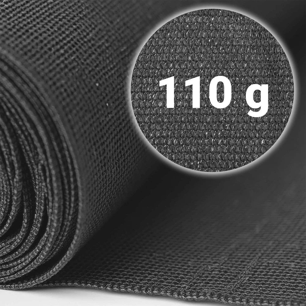 Plonos Tinklelis nuo šešėlių 1,5 x 25 m, 110 g/m² + 50 spaustukų, pilkas