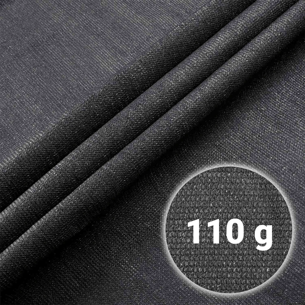 Plonos Tinklelis nuo šešėlių 1,5 x 50 m, 110 g/m² + 50 spaustukų, pilkas