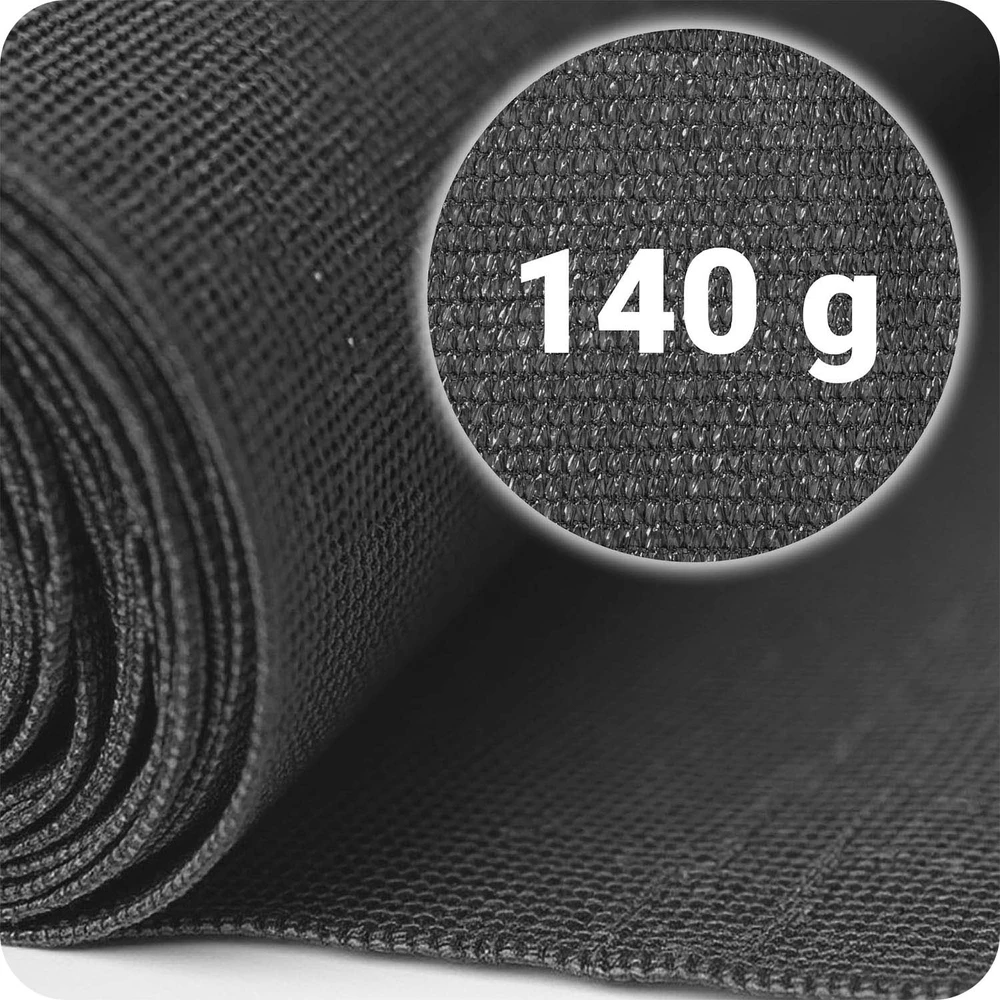 Plonos Tinklelis nuo šešėlių 1,5 x 50 m, 140 g/m² + 50 spaustukų, pilkas