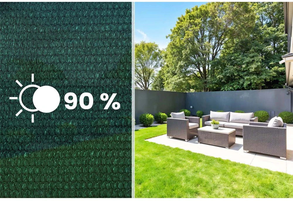 Plonos Tinklelis nuo šešėlių 1,2 x 25 m, 140 g/m² + 50 spaustukų, žalias