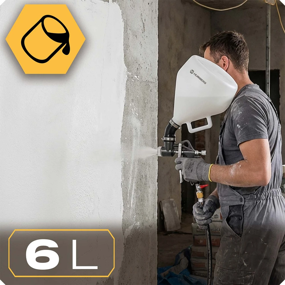 Pneumatinis sienų tinkavimo ir purškimo pistoletas 6 l Humberg HM-259