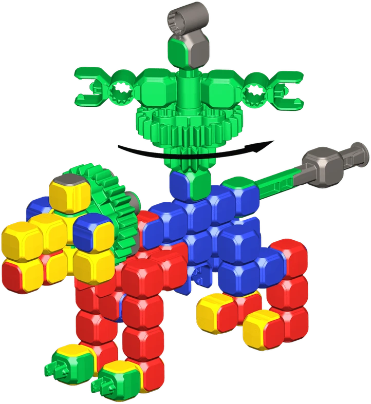 Popular Playthings Konstruktorių rinkinys Klix Cubes su krumpliais, 150 detalių, vaikams nuo 5 metų, kūrybiškumui skatinti, geltona mėlyna raudona