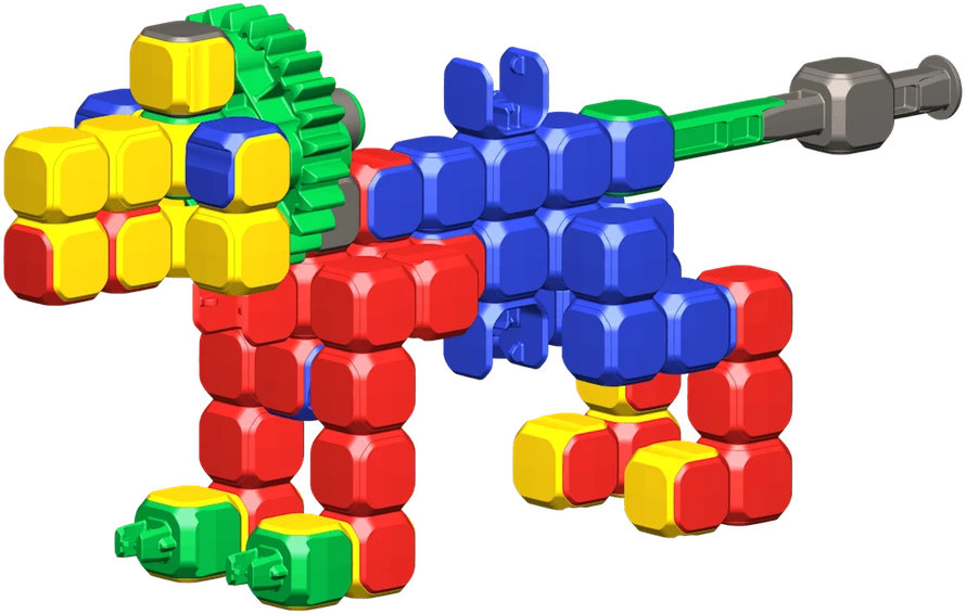Popular Playthings Konstruktorių rinkinys Klix Cubes su krumpliais, 150 detalių, vaikams nuo 5 metų, kūrybiškumui skatinti, geltona mėlyna raudona