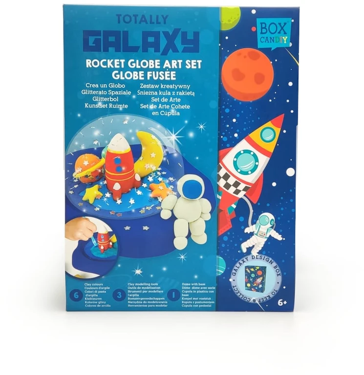 Pozostałe Kūrybinis kosminės galaktikos sniego rutulys su raketa, vaikams nuo 6 metų, spalvotas