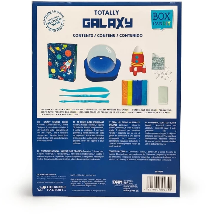 Pozostałe Kūrybinis kosminės galaktikos sniego rutulys su raketa, vaikams nuo 6 metų, spalvotas