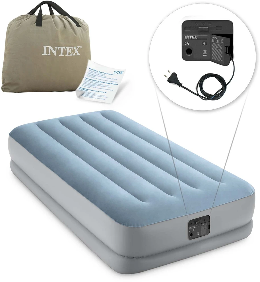 Pripučiamas čiužinys 191x99x36 cm su įmontuotu elektriniu siurbliu INTEX 64166