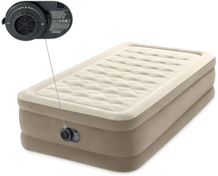 Pripučiamas čiužinys INTEX Twin Ultra Plush su integruota elektrine pompa, 99×191×46 cm