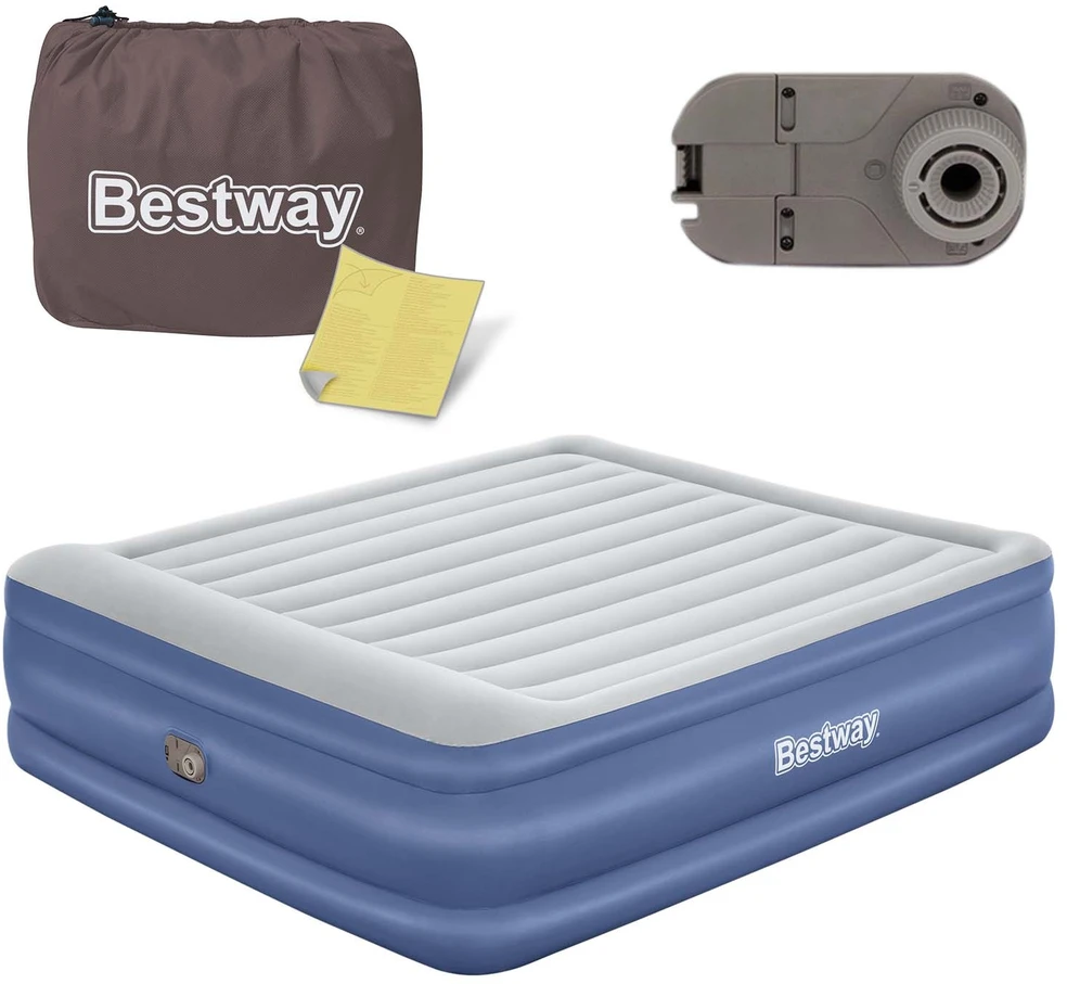 Pripučiamas čiužinys 203 x 193 x 56 cm su įmontuotu elektriniu siurbliu Bestway 67692