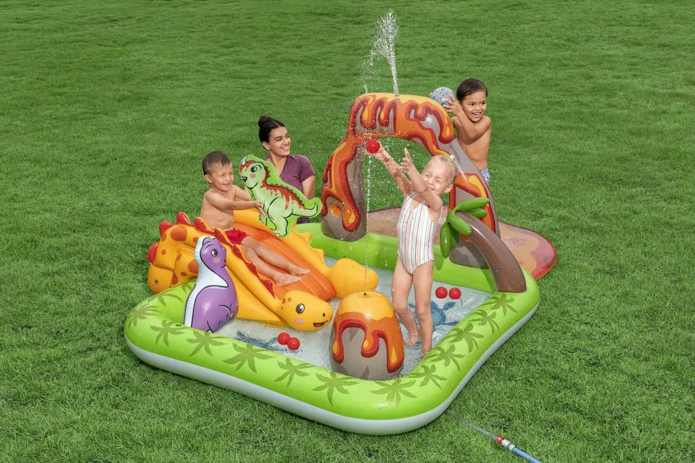 Bestway Vanduo žaidimų aikštelė DINOZAURAI 262x188x102cm su čiuožykla ir priedais 53172