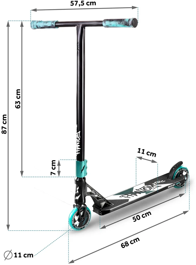 Profesionalus paspirtukas SOKE XTR juodos ir turkio spalvų