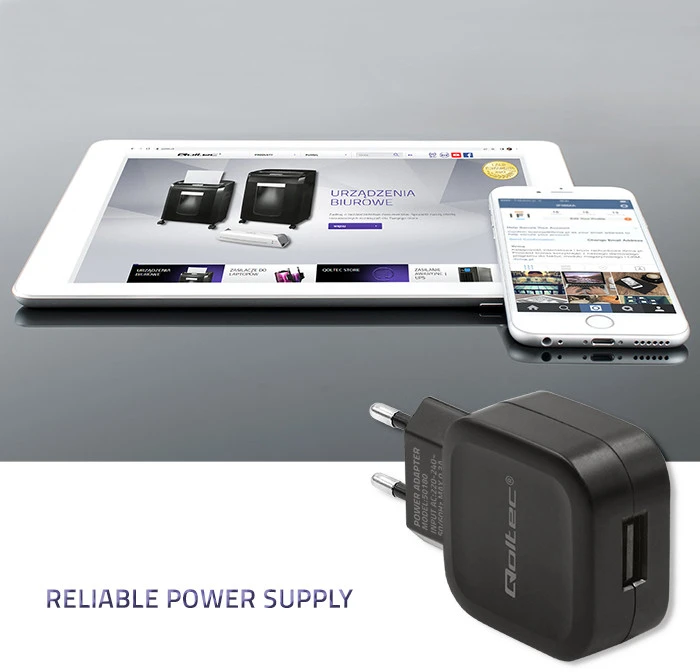 QOLTEC 50180 kintamosios srovės adapteris 12 W 5 V 2,24 A USB