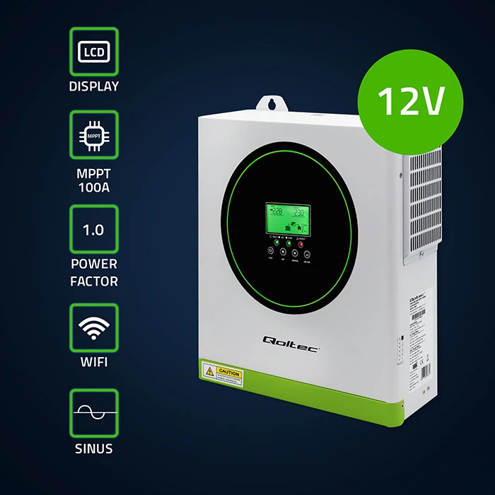 Qoltec Off-Grid 1500W 100A 12V hibridinis saulės inverteris
