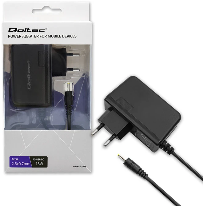 QOLTEC 50003 Qoltec kintamosios srovės adapteris 15W 5V 3A 2,5 0,7
