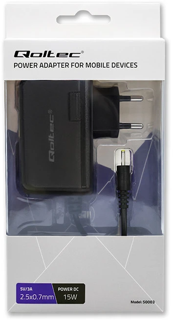 QOLTEC 50003 Qoltec kintamosios srovės adapteris 15W 5V 3A 2,5 0,7