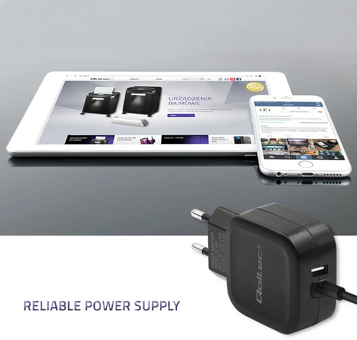 QOLTEC 50189 kintamosios srovės adapteris 17W 5V 3.4A USB + Micro USB