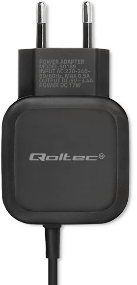 QOLTEC 50189 kintamosios srovės adapteris 17W 5V 3.4A USB + Micro USB
