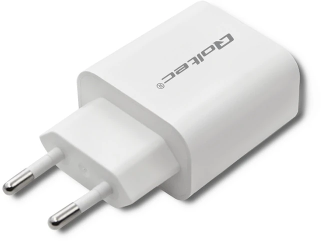 QOLTEC 51714 Įkroviklis 18W 5-12V 1.5-3A USB tipas C PD USB QC 3.0 Baltas