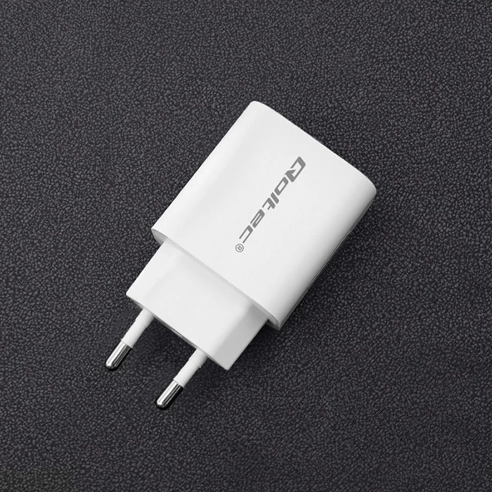 QOLTEC 51714 Įkroviklis 18W 5-12V 1.5-3A USB tipas C PD USB QC 3.0 Baltas