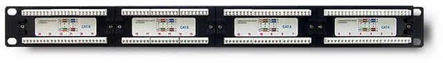 QOLTEC 54474 Patch panel RACK 24 jungtys Cat 6 UTP Juodas