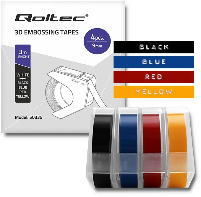 Qoltec 4 vnt. 3D lipnios juostos DYMO Omega ekstruderiui 9mm*3m