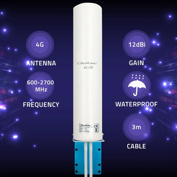Qoltec Antena 4G LTE DUAL | 12dBi | įvairiakryptis | lauke