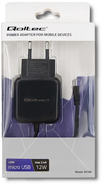 QOLTEC ikroviklis 12W 5V 2.4A Micro USB juodas