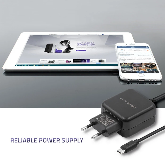 QOLTEC ikroviklis 12W 5V 2.4A Micro USB juodas