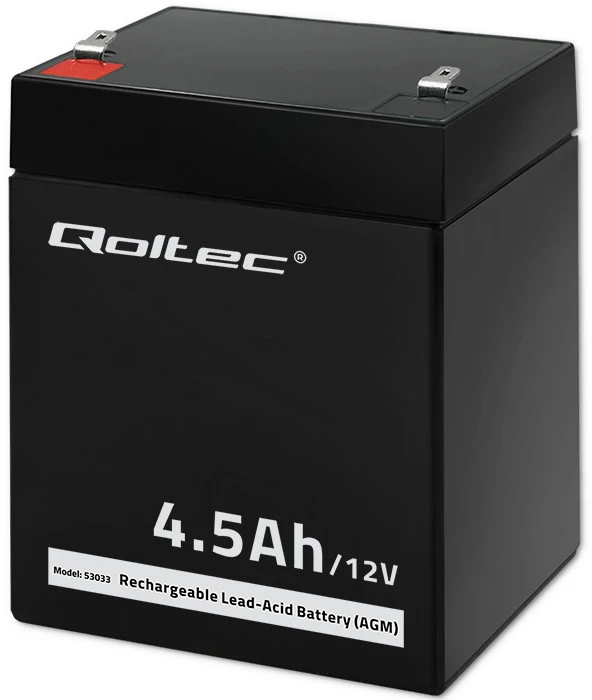 QOLTEC 53033 Baterija AGM 12V 4.5Ah max.1.35A