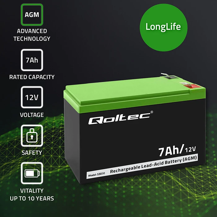 QOLTEC 53030 Gel baterija 12V 7Ah max.72A AGM