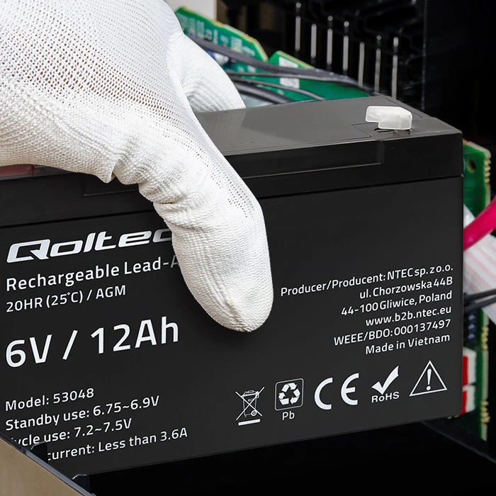 QOLTEC AGM baterija 6V 12Ah