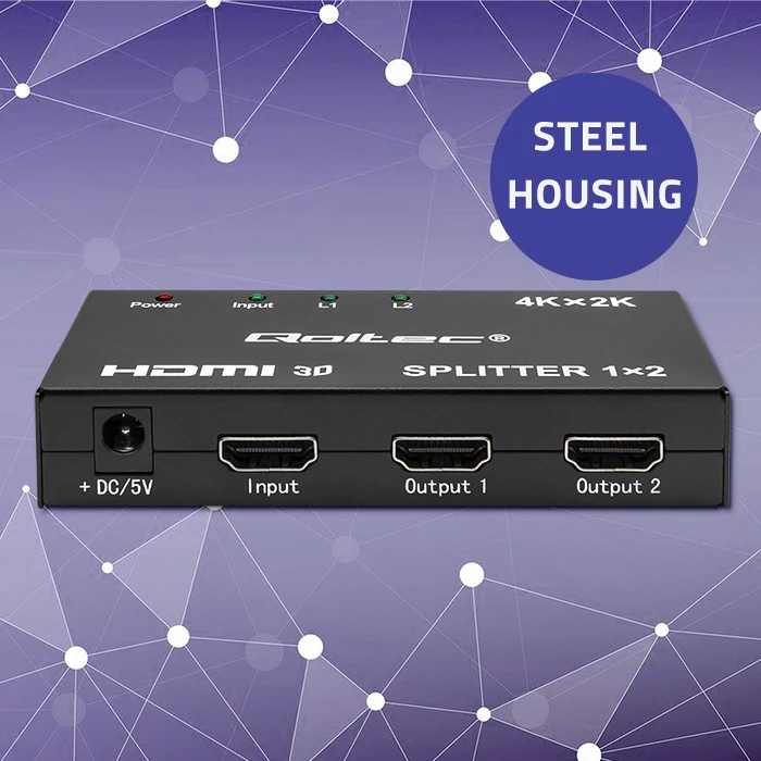 „Qoltec“ aktyvus skirstytuvas 2 x HDMI 4K x 2K | 3.4 Gb/s | Didelis stabilumas