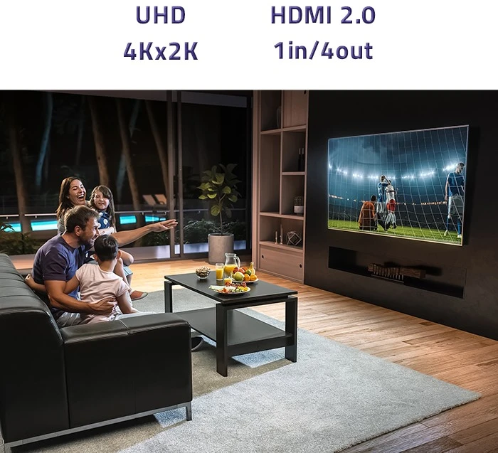 HDMI Skirstytuvas - Qoltec 51799 4K 60Hz 4 x HDMI Juodas