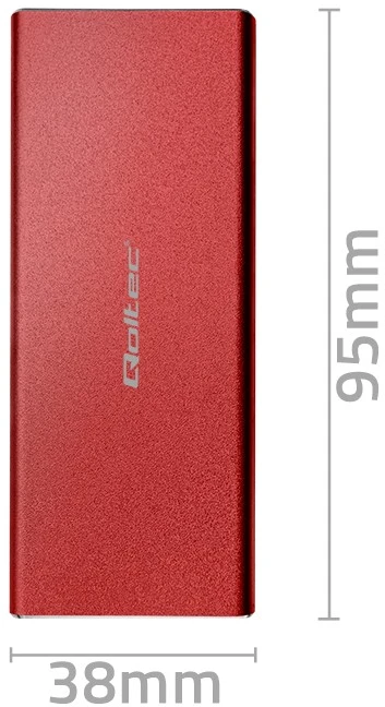 Qoltec 51831 Korpusas | M.2 SSD diskas | SATA | NGFF| USB 3.0 | Super greitis 5Gb/s | 2TB | Raudona