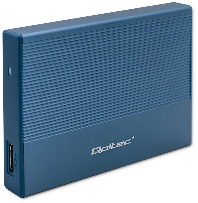 Išorinio kietojo disko dėklas Aliumininis korpusas skirtas diskams SSD HDD 25" sata USB 3.0 ypač greitas 5 Gb/s 2 TB mėlynas Qoltec