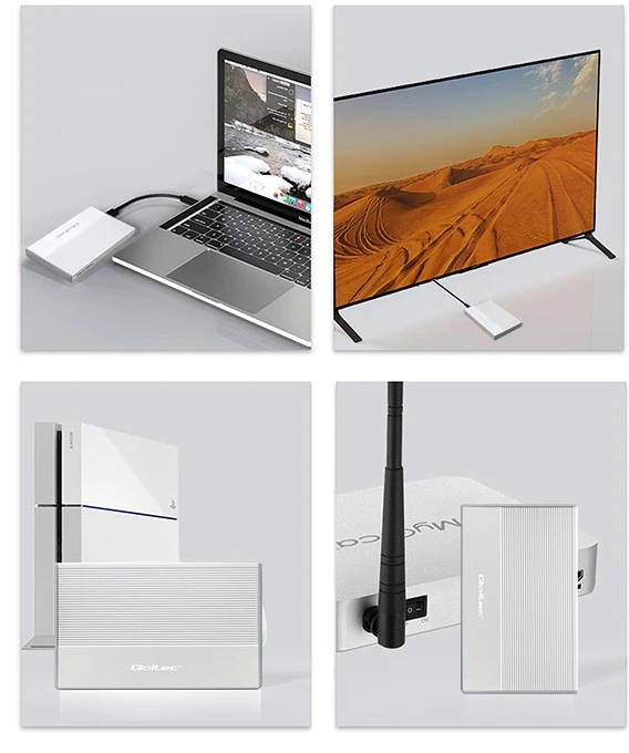 Išorinio kietojo disko dėklas Aliumininis korpusas skirtas diskams SSD HDD 25" sata USB 3.0 ypač greitas 5 Gb/s 2 TB sidabrinis Qoltec