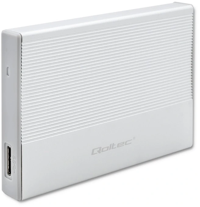 Išorinio kietojo disko dėklas Aliumininis korpusas skirtas diskams SSD HDD 25" sata USB 3.0 ypač greitas 5 Gb/s 2 TB sidabrinis Qoltec
