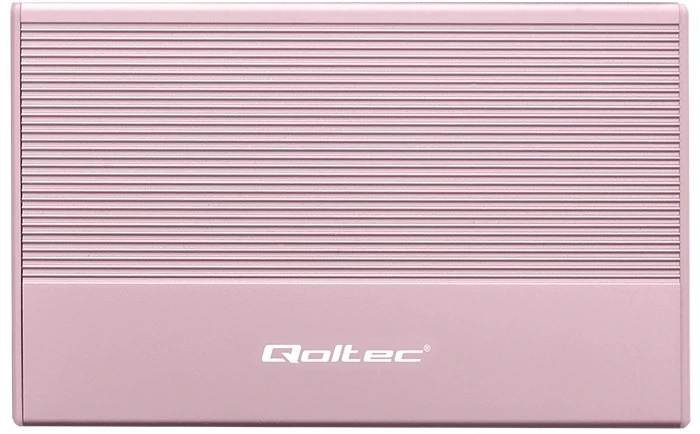 Išorinio kietojo disko dėklas Aliumininis korpusas skirtas diskui SSD HDD 25" sata USB 3.0 itin greitas 5 Gb/s 2 TB rožinis Qoltec
