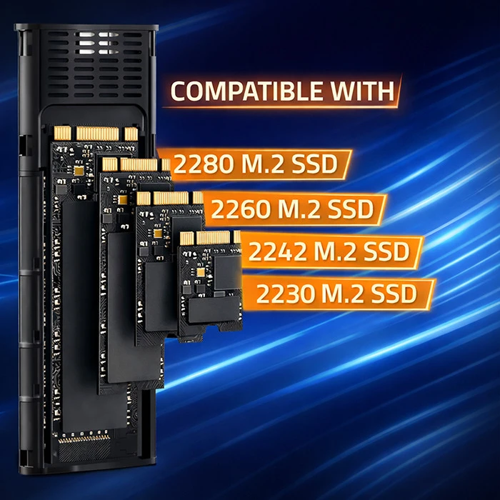 Išorinio kietojo disko dėklas Aliumininis korpusas skirtas diskui m.2 SSD nvme pcie usb 3.1 super greitis 10gb/s 4tb grafitinis Qoltec
