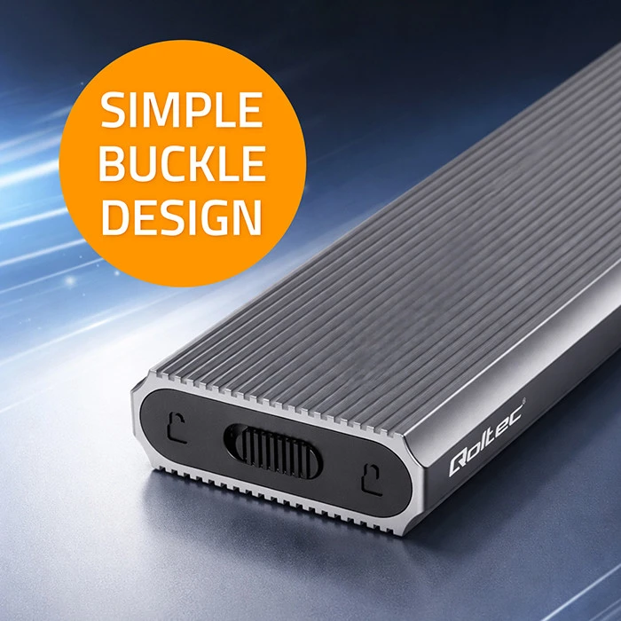 Išorinio kietojo disko dėklas Aliumininis korpusas skirtas diskui m.2 SSD nvme pcie usb 3.1 super greitis 10gb/s 4tb grafitinis Qoltec