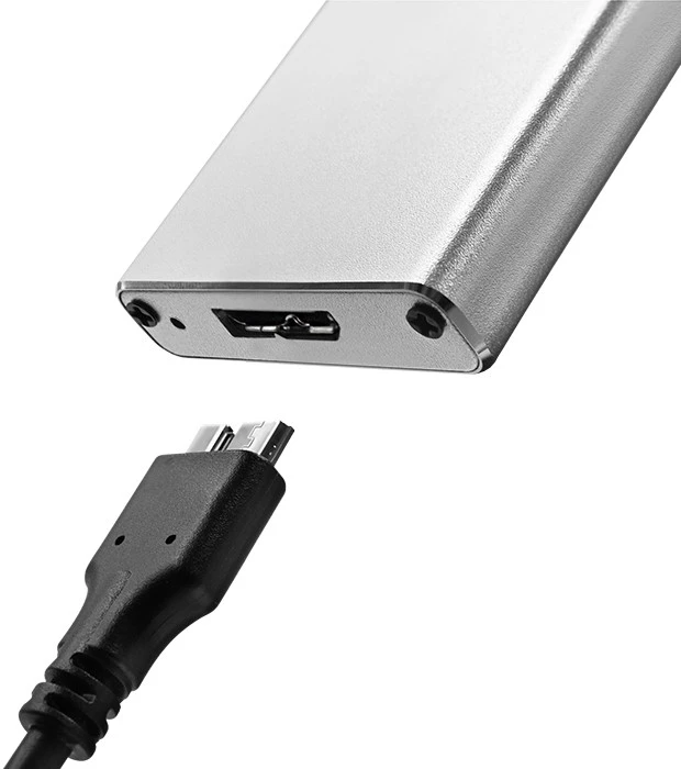 Qoltec 51833 Korpusas | M.2 SSD diskas | SATA | NGFF| USB 3.0 | Super greitis 5GB/s | 2TB | Sidabrinis